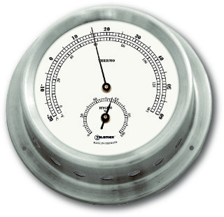Ship’s Thermometer / Hygrometer - Stainless Steel | Talamex Series 125 Ship's Instruments